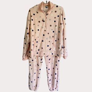 Bearpaw 2 Piece Pink Polka Dot Pajamas Snuggly Soft Women's XL